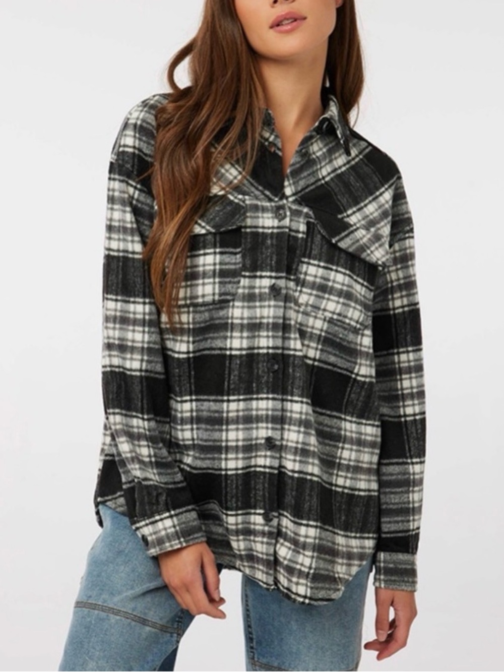 Ardene Plaid Long Sleeves Oversized Shirt /Size: S /NWT